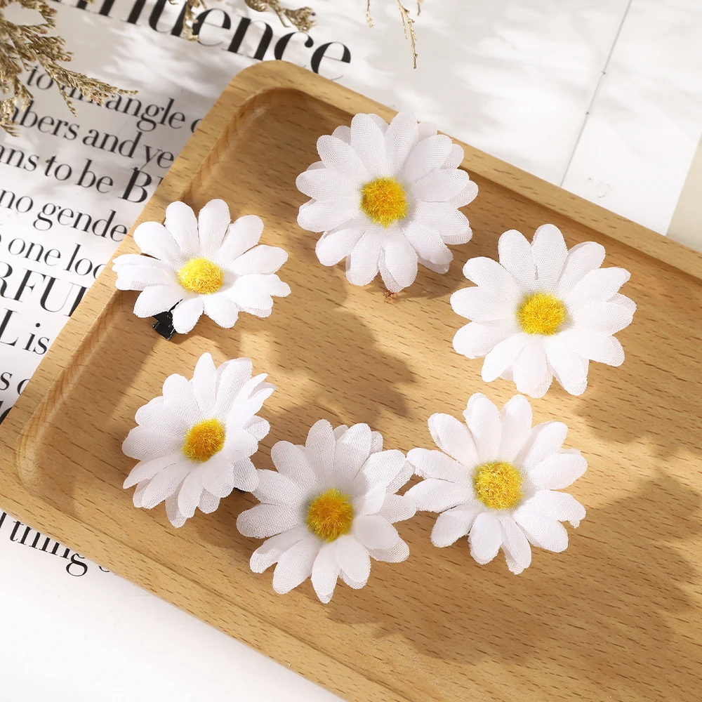 6PCS Cute Daisy Small Flower Hairpins Side Bangs Clip Sunflower Duckbill Hair Clips Side Hairpin Women Hair Accessories