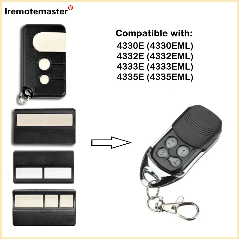 Remoto para garagem compatível Liftmaster, 433mHz Easylifter, BND CAD4 CAD5, 4335E 4330E, 062162, 059116, 4330EBD, 062170