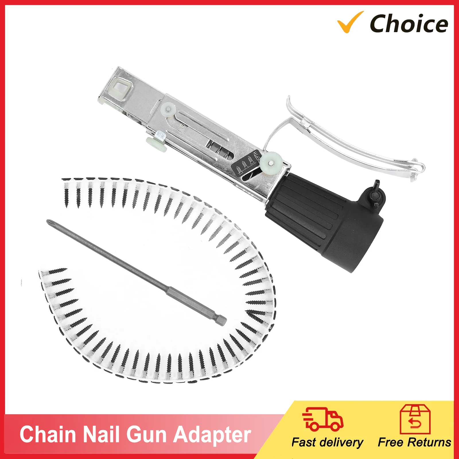 

Electric Drill Chain Attachment Chain Nail Gun Adapter Woodwork Rechargeable Automatic Electric Drill Screw Tightening Tool