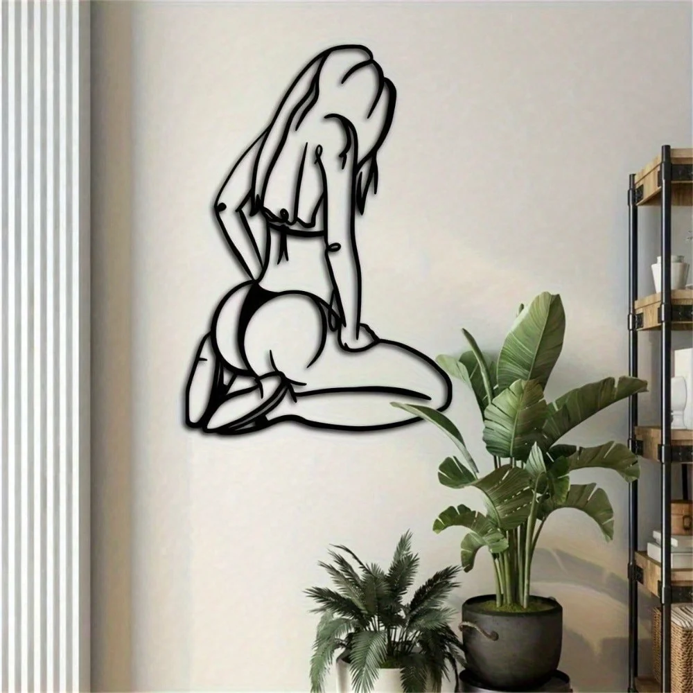 Escultura de pared de metal con silueta de bikini moderna | Pintura resistente a la decoloración, fácil instalación, regalo de Halloween y Navidad, decoración de dormitorio/habitación