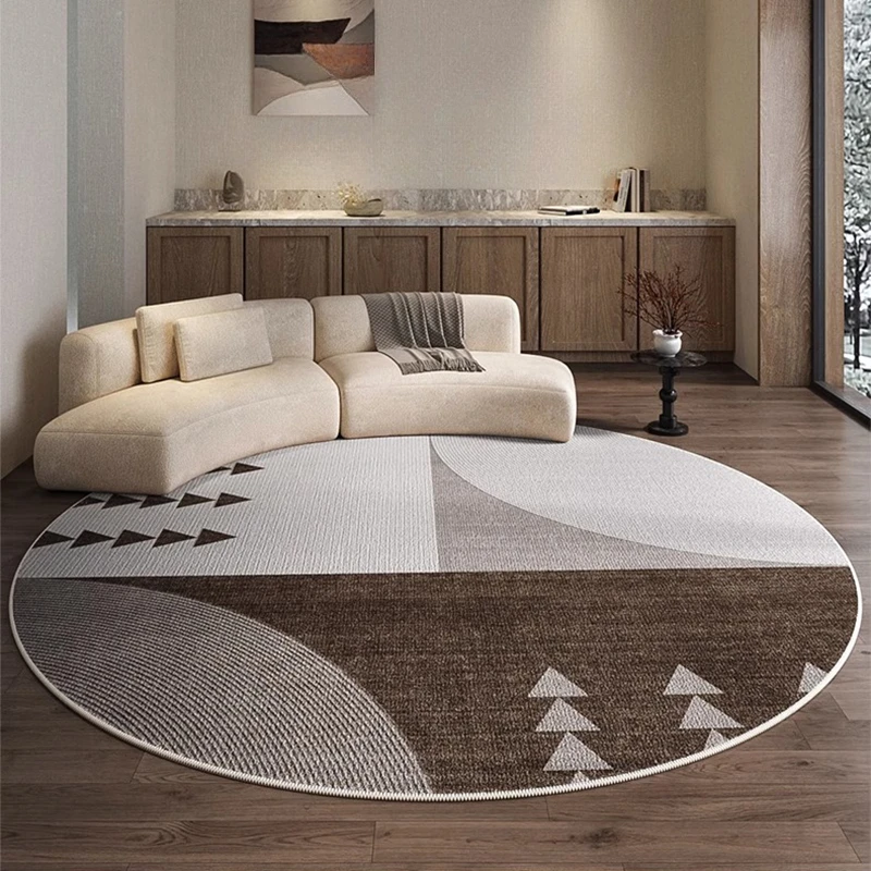 

Round Living Room Carpet Nordic Retro Geometric Coffee Table Rug Line Light Luxury Room Carpets Wear-Resistant Gaming Chair Rugs