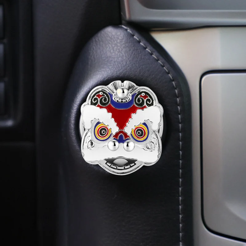 China-chic Lion Penutup Pelindung Kunci Start Mobil Dekorasi Stiker Pengapian Tombol Cincin Penutup Lipat Modifikasi Interior Mobil