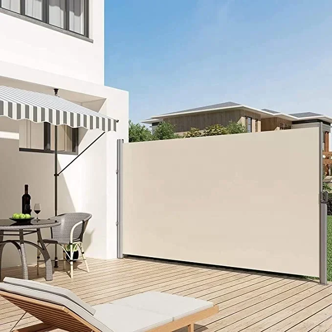 Custom Waterproof Retractable Side Awning Outdoor Patio Sun Shade Wind Resistant Privacy Divider Screen