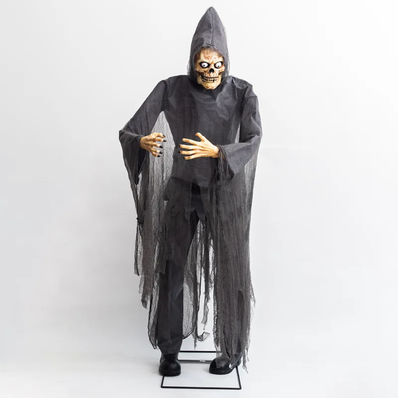 

2025 New Halloween Holiday Glowing Eye 190cm 75 Inches Giant Props Electric the Lost Grim Reaper Decoration
