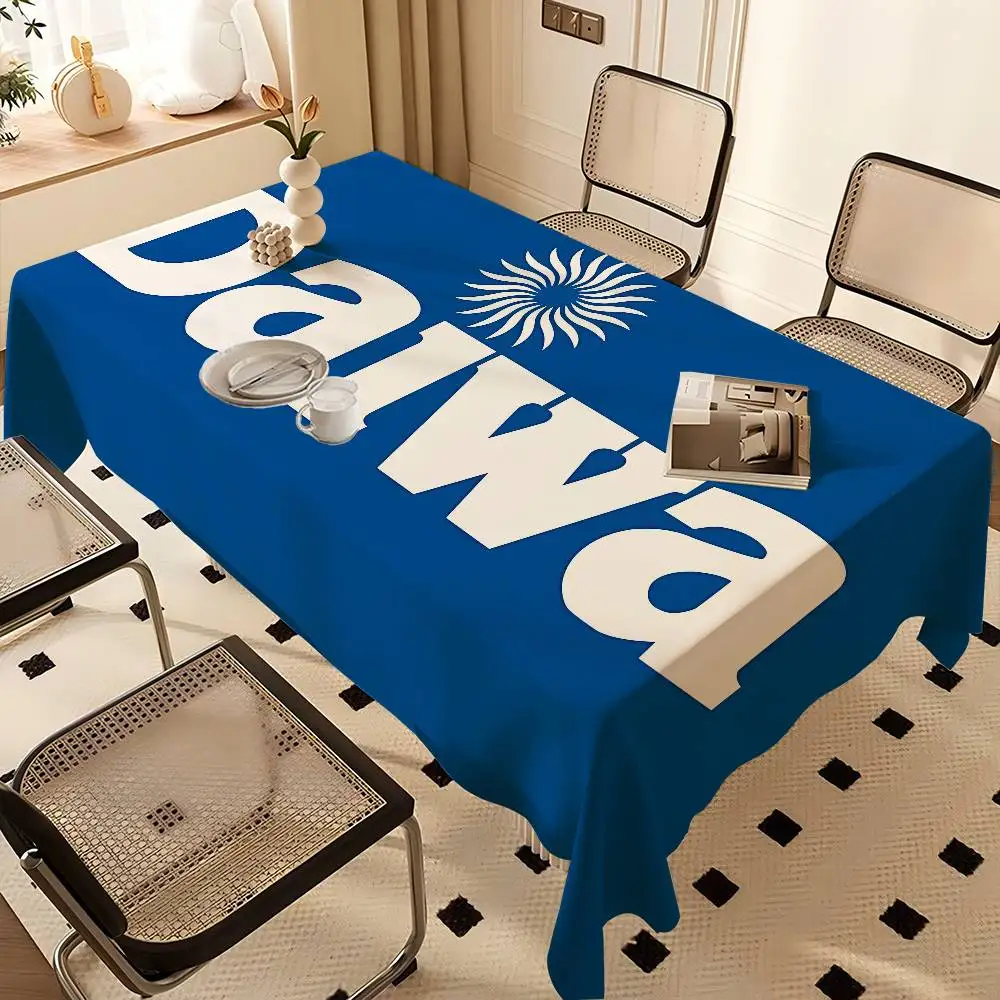 Fashion D-Daiwa Logo Table Stain Resistant Decorative Washable Polyester Tablecloths for Dining Table Parties and Wedding