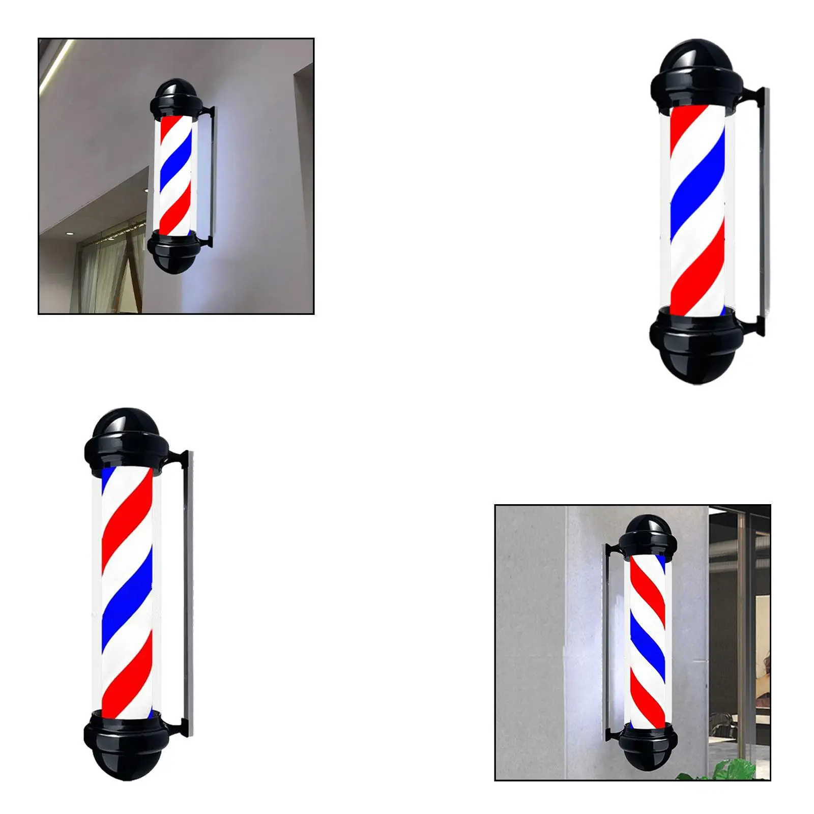 Barber Pole Light Hair Salon Classic Waterproof Traditional Indoor Outdoor Wall Mounted 20W Barber Shop Rotating Light