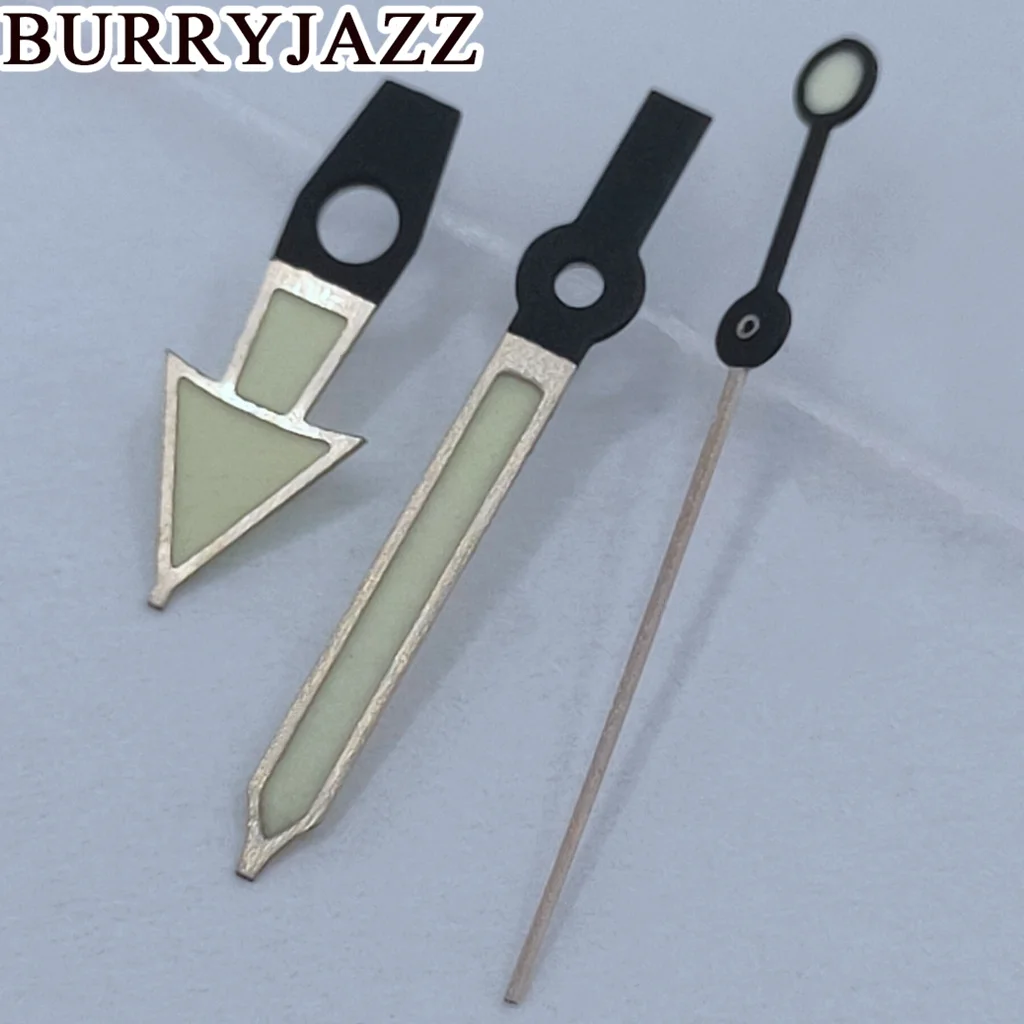 BURRYJAZZ NH35 NH36 NH38 7S26 7S36 4R35 4R36 Watch Hands Black Silver Hands Green Luminous