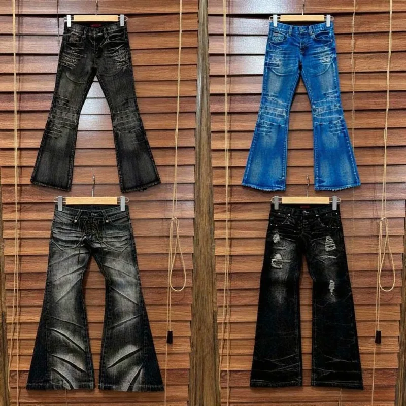 

Y2k винтажные джинсы с вышивкой в стиле Харадзюку, джинсовые брюки 2000-х годов, мужская и женская готическая уличная одежда, широкие джинсы в стиле хип-хоп