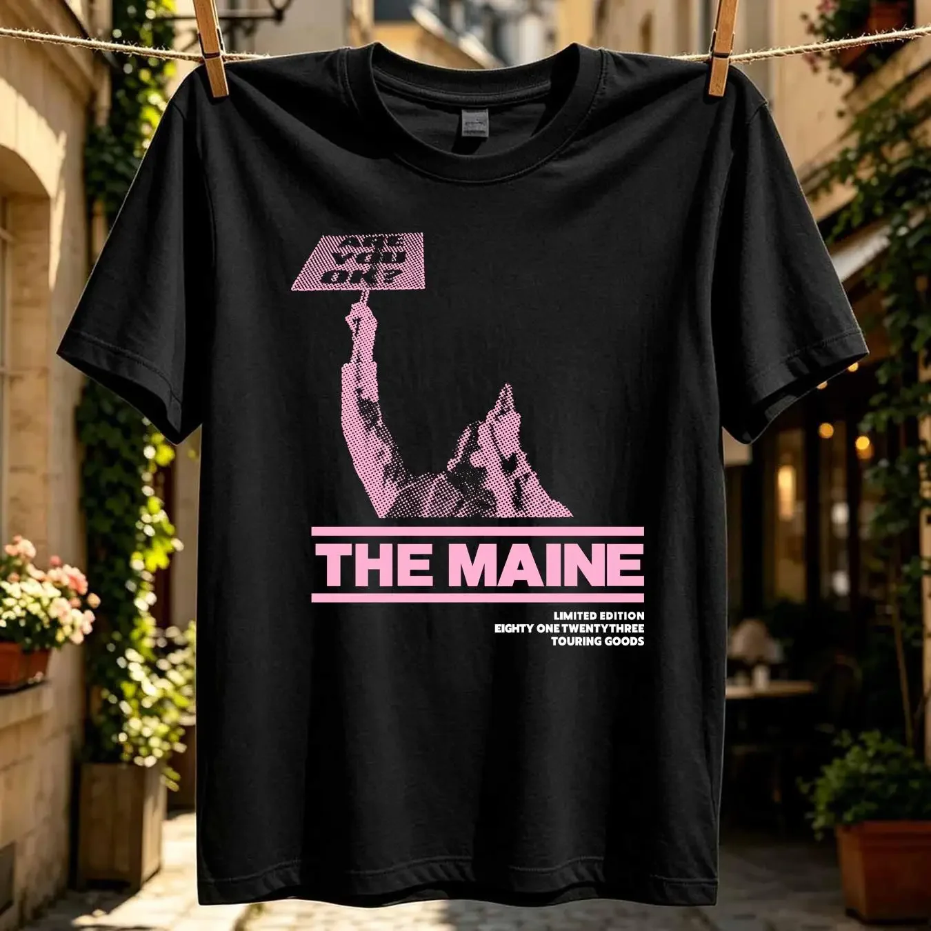 washed T Shirt The Maine Adult Medium Black Are You Ok American Rock Band Mens long or short sleeves vintage Washed Versatile