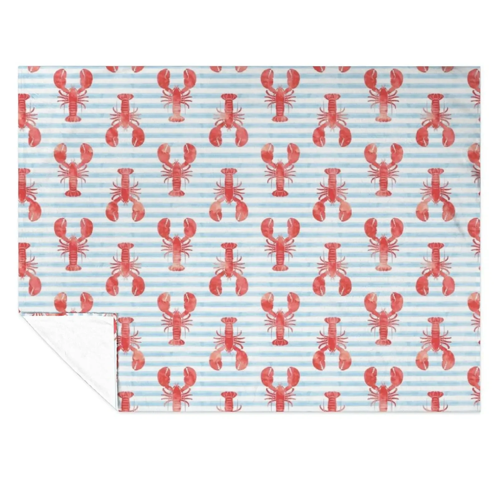 

Lobsters on blue stripes Throw Blanket bed plaid For Decorative Sofa Luxury St for babies Blankets