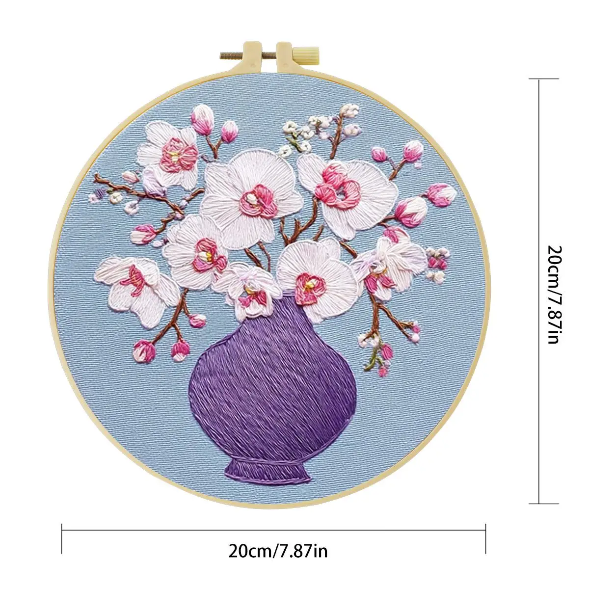 1 Stück 20X20CM/15X15CM 7,87/6,3 Zoll Pflanzen - Blumen Stickerei Starter-Kit DIY-Kit DIY-Stickerei-Set Handarbeiten Nadelkunst – Detail 3