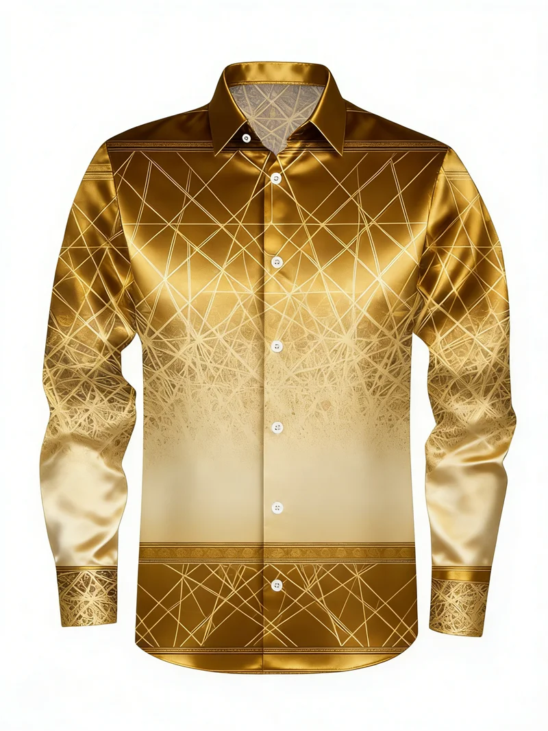 

Новая мужская рубашка с длинными рукавами с 3D геометрическим принтом и элитным дизайном, рубашка с лацканами, модный топ в отпускном стиле
