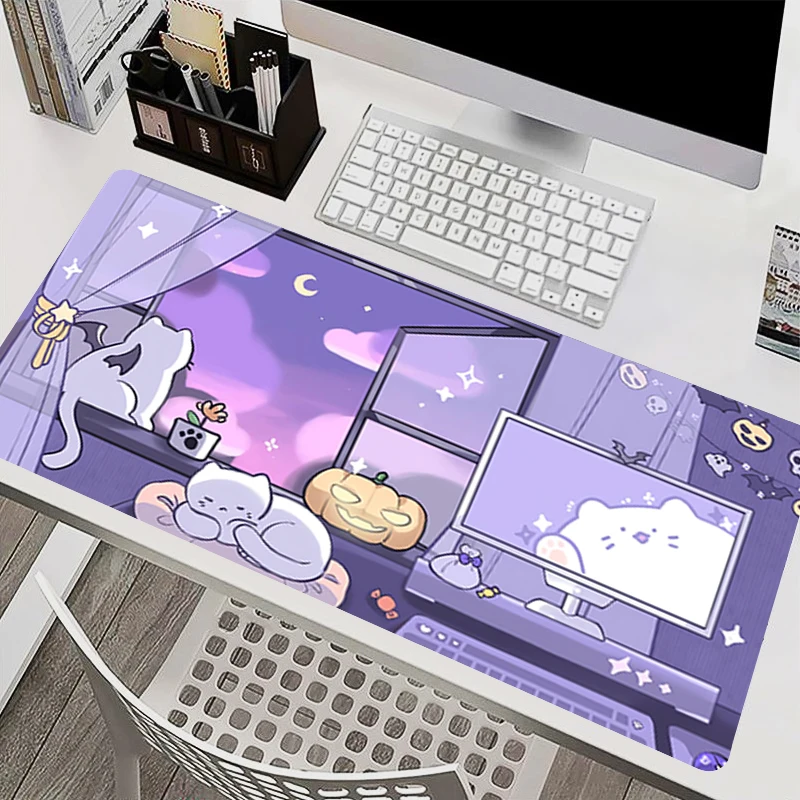 Cozi Lofi Plant Office desk mat Mouse Pad kawaii Computer Accessories Gaming Non-slip Keyboard Pad Colorful Cartoon Mousepads