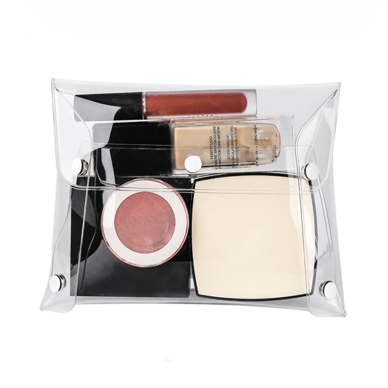 Korean Travel Makeup Bag Cosmetic Pouch Cute PVC Transparent Storage Small Large Clear Makeup Bag Brush Mini Organizer Set