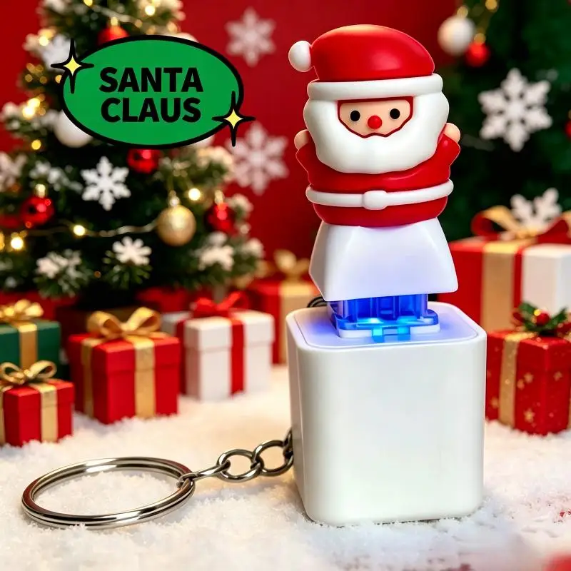 Cute Glowing Santa Claus Keychain with Sound Battery Operated Creative Christmas Party Favors for Kids Holiday Gifting