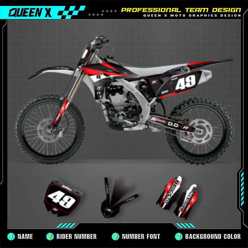 

QUEEN X MOTO Motorcycle Graphics Decals For YAMAHA YZF250 2010 2011 2012 2013 FOR YZ250F Motorcycle Decal Stickers 006