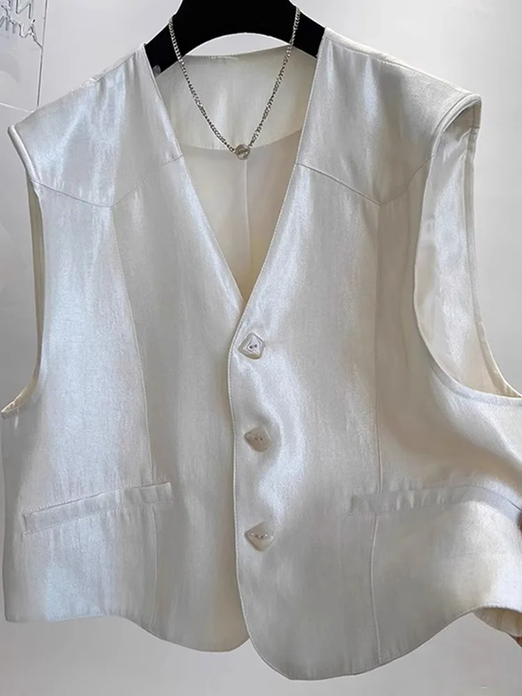 

Slimming Suit Vest Comfortable Women's Faionable Loose V-Ne Design Svel Tank Top Pure Color Commute Sle Button De...