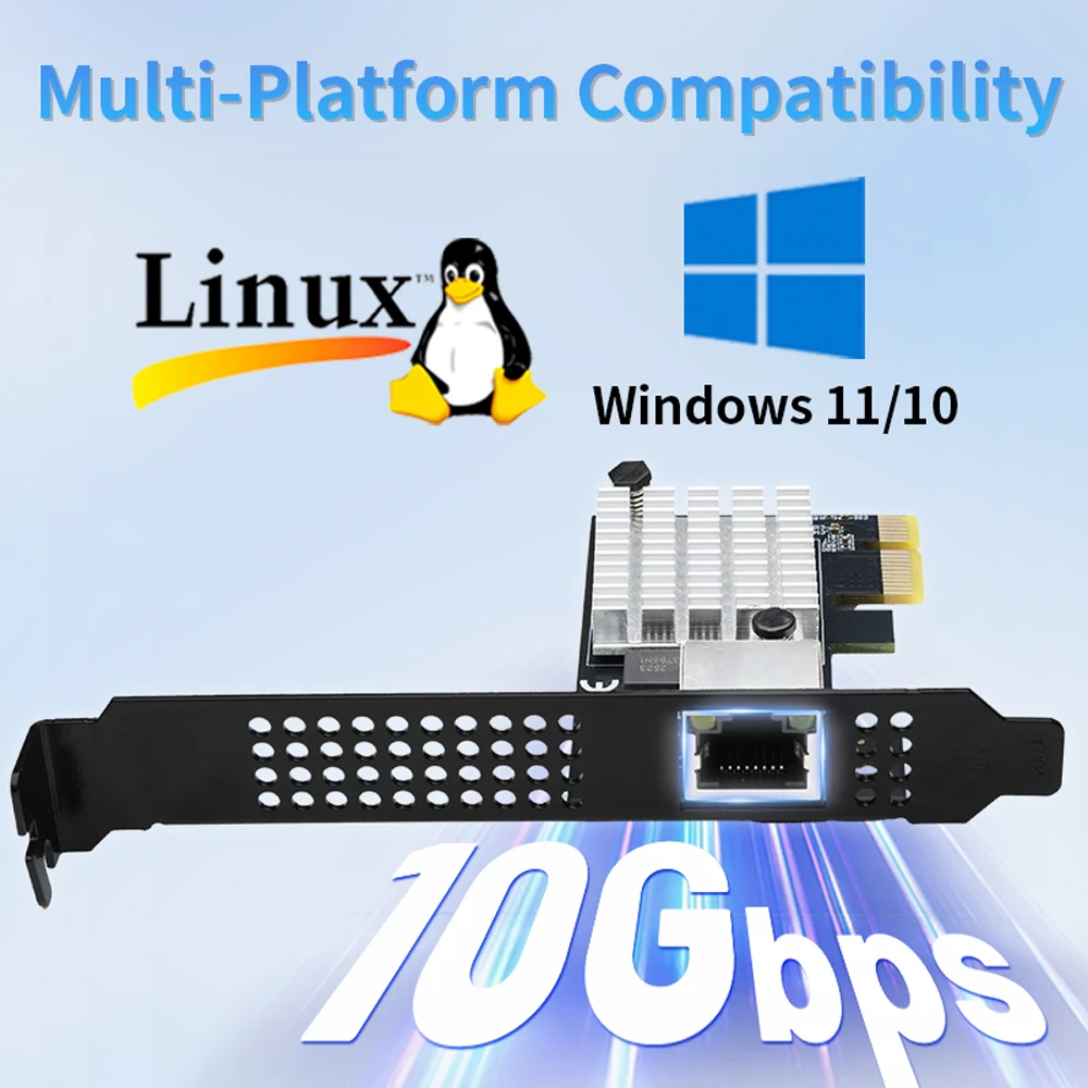 بطاقة شبكة إيثرنت 10G بمنفذ واحد PCIe 4.0 X1 Realtek8127(PXE) سرعات شبكة جيجابت متعددة 10G RJ45 Lan Card #2