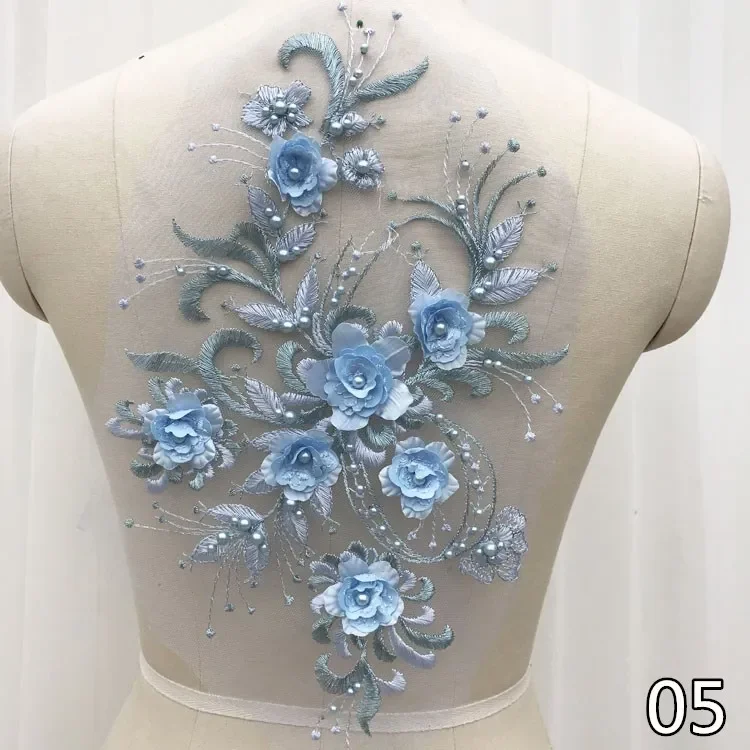 2pcs/lot New fashion Embroidery beaded Sequins Lace Flower,Children\'s Dress, Costume, DIY Lace Accessories 36*21cm RS1868