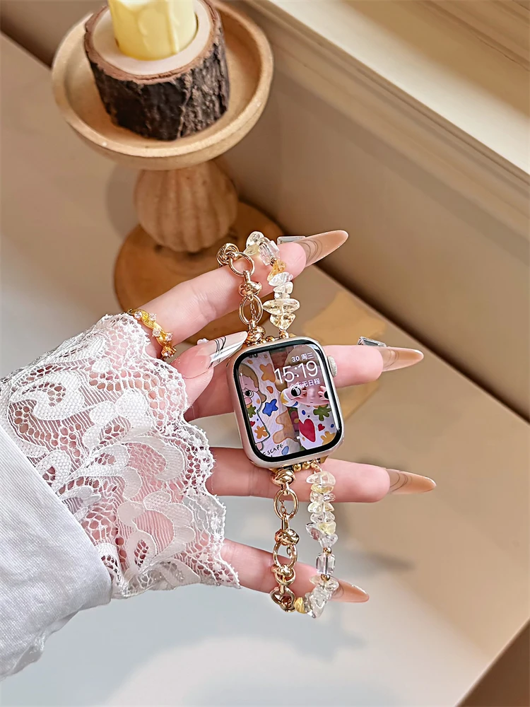 Fashion Beads Metal Link Band For Women  40mm 41mm 42mm elegant Strap For Apple Watch bling nice good hot selling