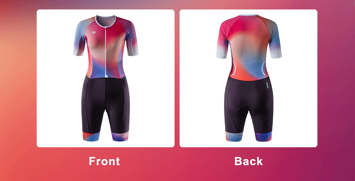 Damen-Triathlon-Anzug Kurzarm Professioneller Schnelltrocknender Triathlon-Set Schwimmen Einteiliger Tri-Anzug Fahrrad Laufen – Detail 7