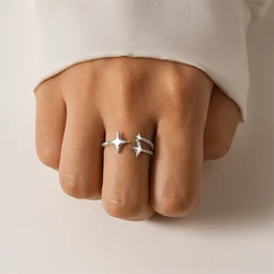 CANNER Fashion S925 Sterling Silver Star Adjustable Finger Rings For Women Open Ring Wedding Fine Jewerly Gifts Bague Anillos