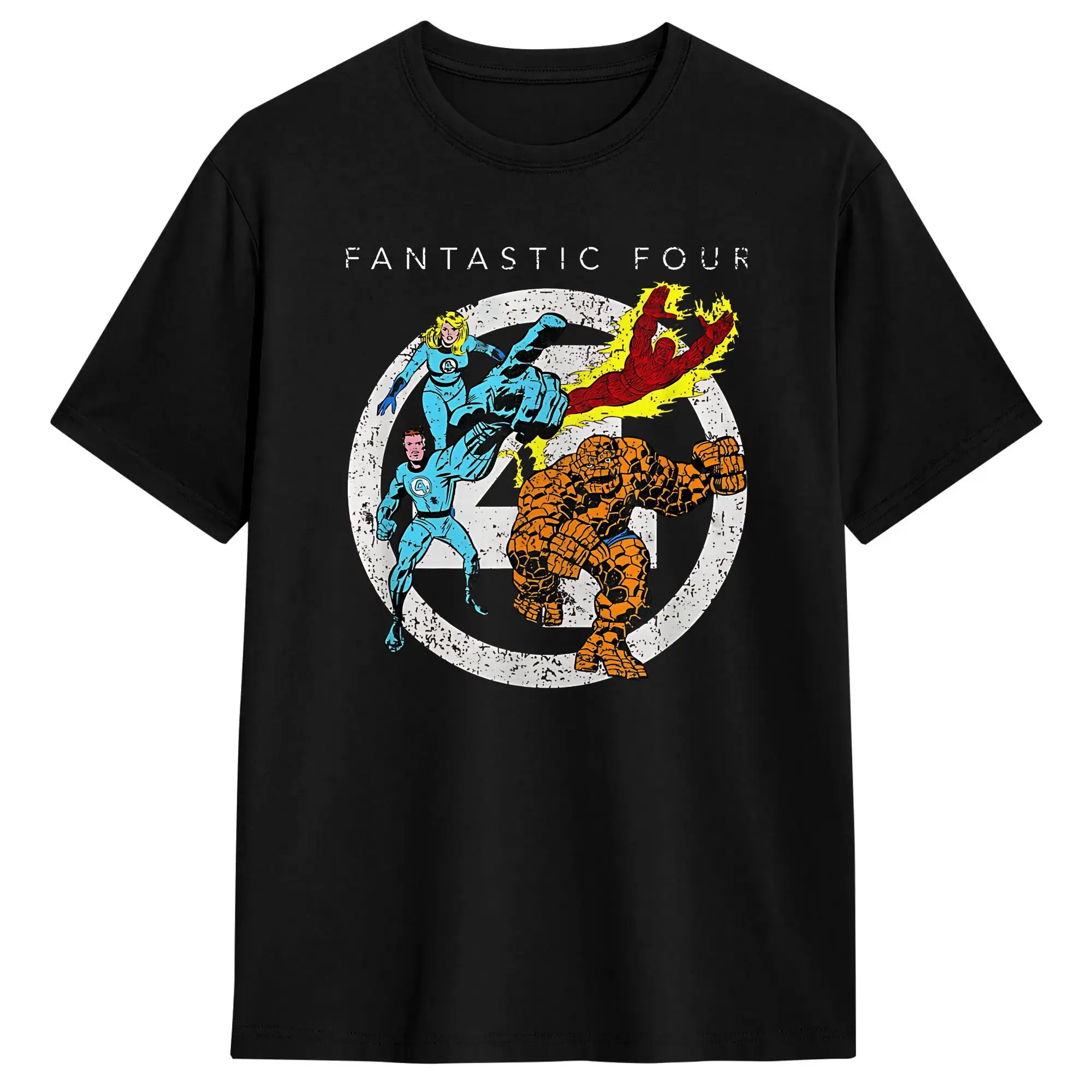 Fantastics Fours Team Up  T-Shirt Unisex Cotton Tops Funny  Round Neck Short Sleeve