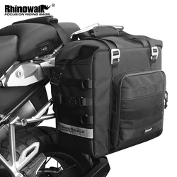 Rhinowalk Motorcycle Side Bag Quick Release 3D Cube Tail Bag Waterproof 25L-32L Expandable Pannier Bag Motorbike Storage Bag