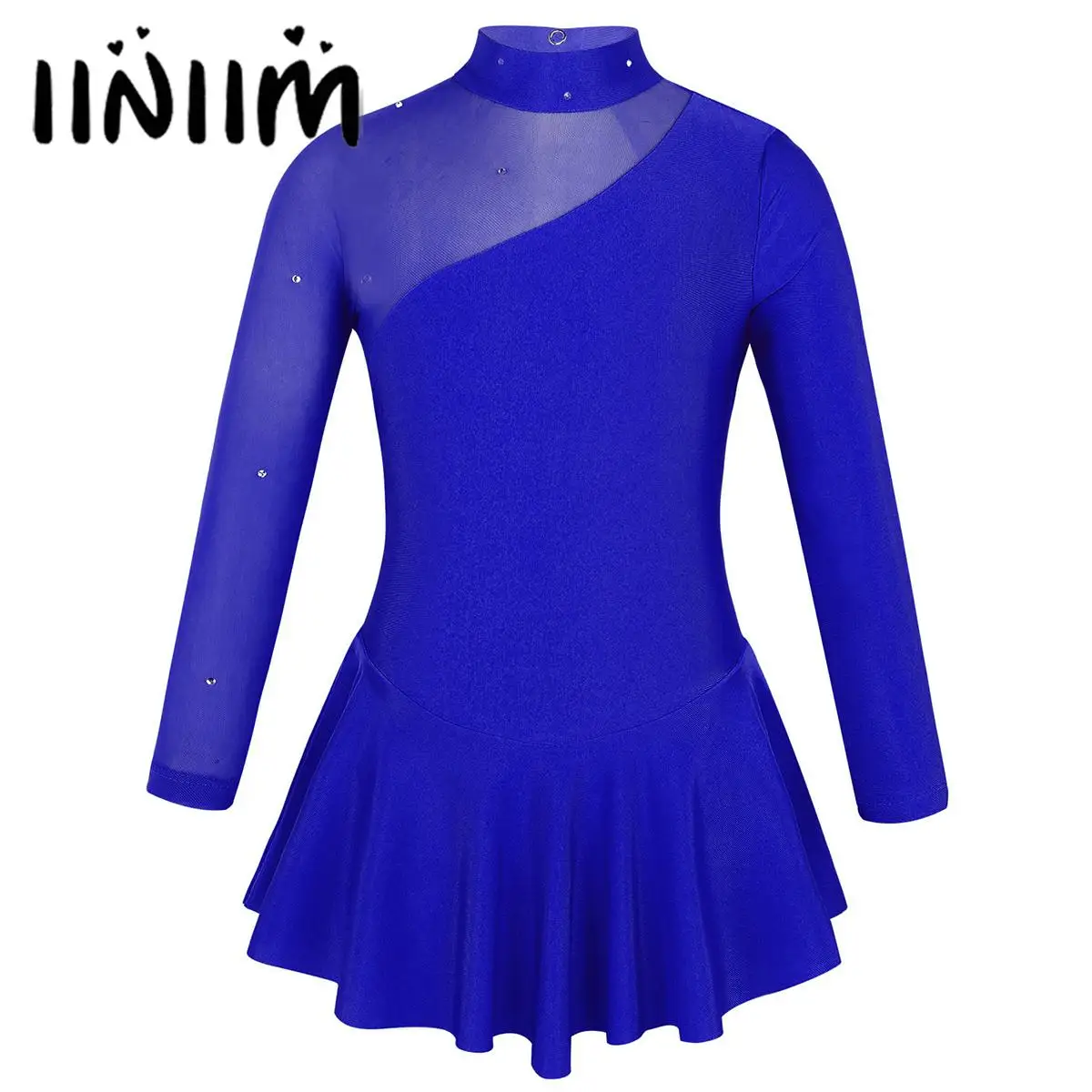 Kids Girls Gymnastics Artistic Figure Skating Leotard Costume Long Sleeve Ballet Body Jersey Ballet Lyrical Dance Swing Dress