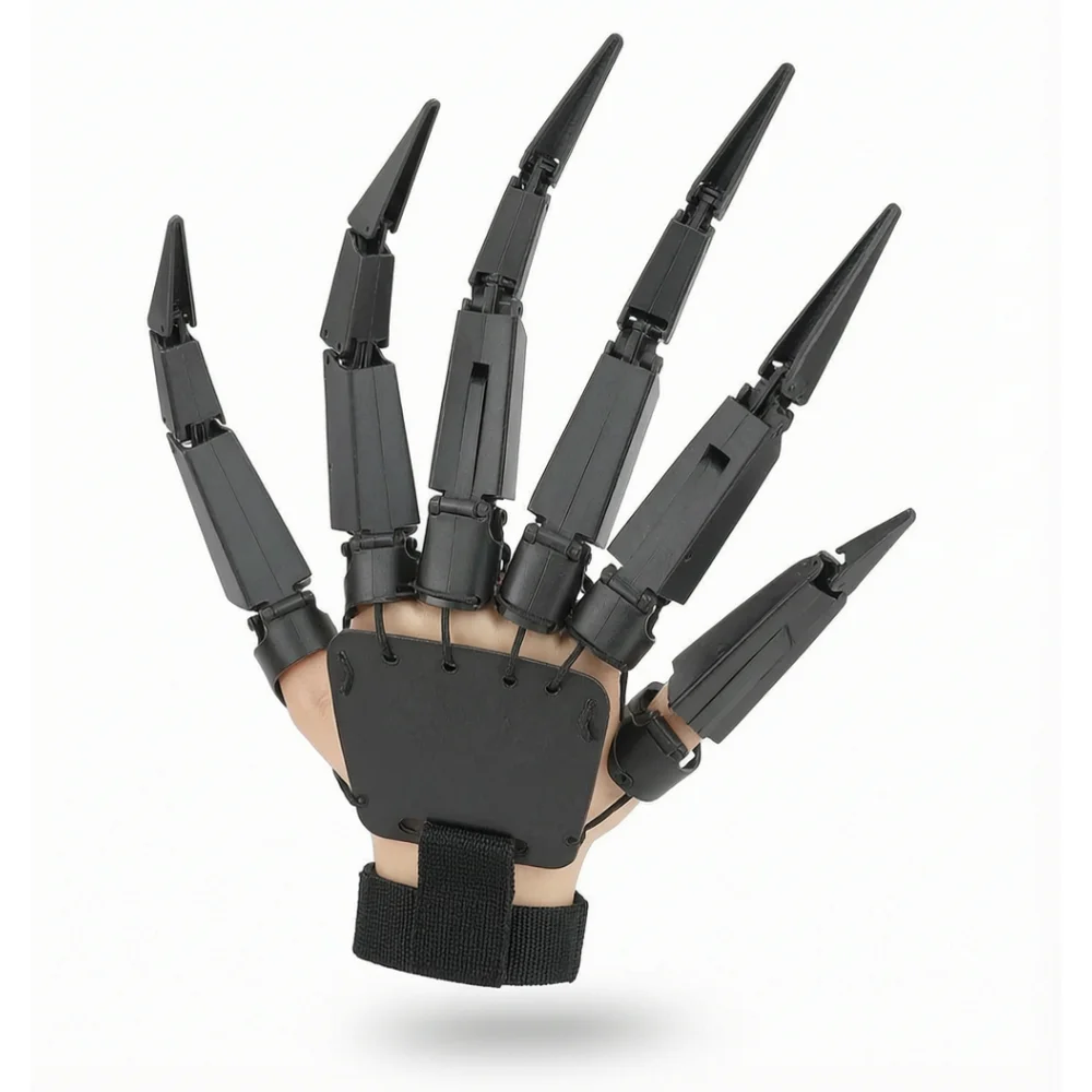 Guante de mano de esqueleto aterrador para cosplay, fiesta de Halloween, accesorio de garra de fantasma realista articulado de terror, falso