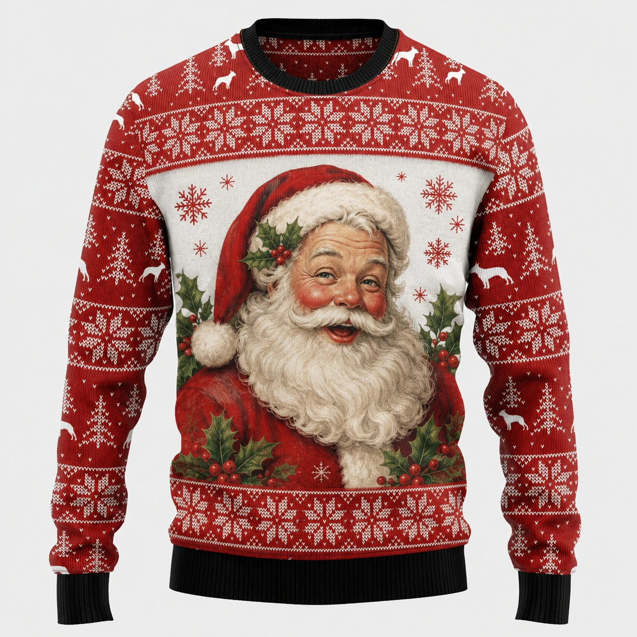Cute Santa Claus Graphic 3D Print Christmas Sweatshirt Snowflake Pattern Long Sleeve Unisex Winter Xmas Family Party Tops 2026