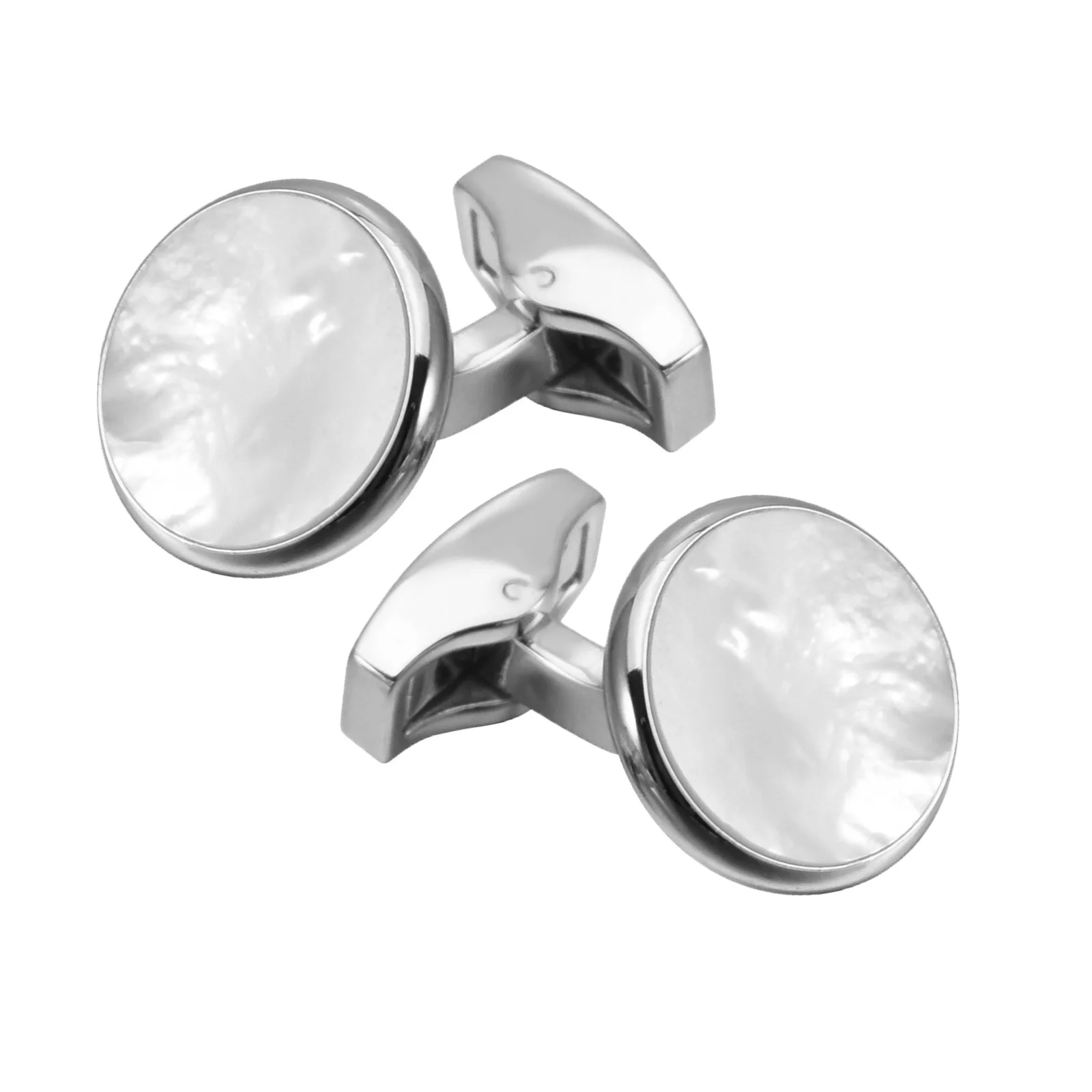 Business Banquet Suit Shirt Fixed Nail Whale Tail Simple Environmentally Friendly Round White Jade Mother Pearl French Cufflinks