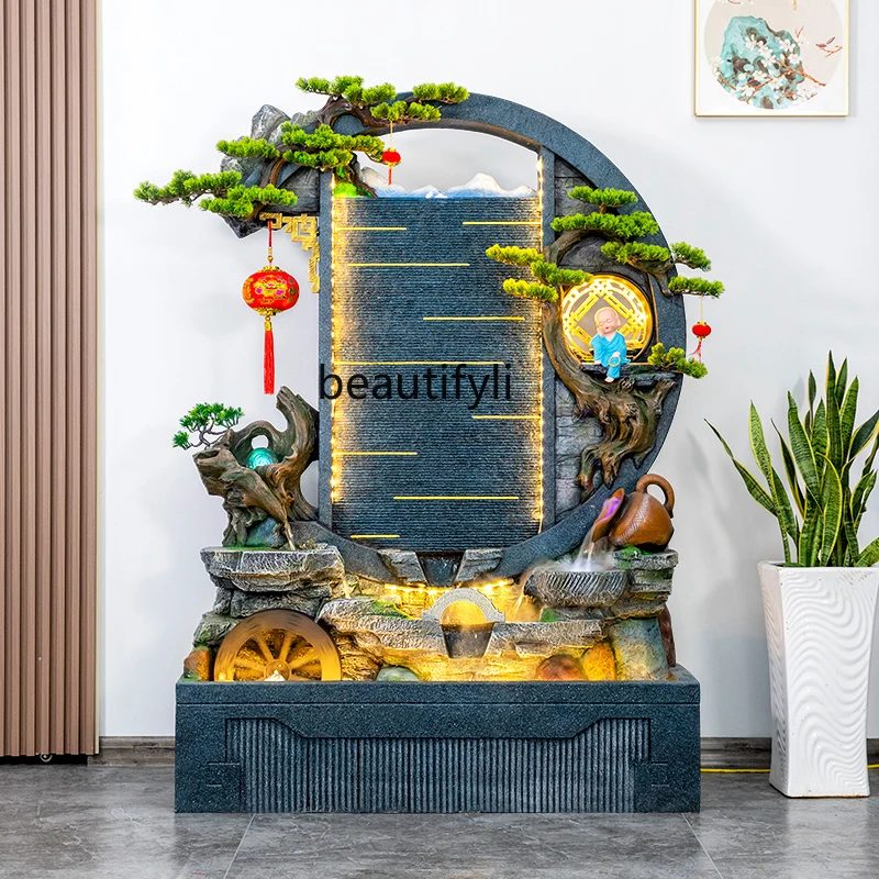 

Water Curtain Wall Flowing Water Lucky Decoration Floor Hallway Screen Landscape Rockery Fountain Company Decoration