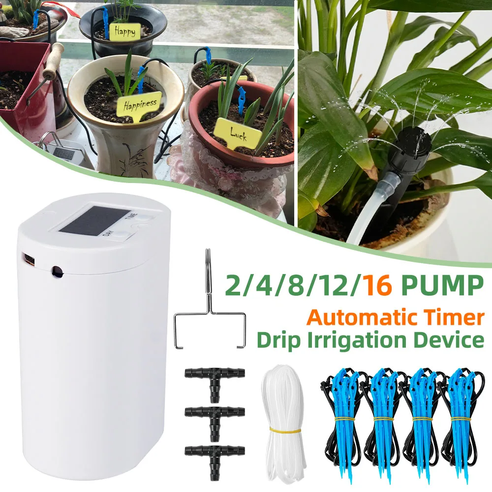 2-16 Head Automatic Drip Irrigation Intelligent Self-Watering Kit Watering System Kits Plant Watering Spike Device Water Dripper