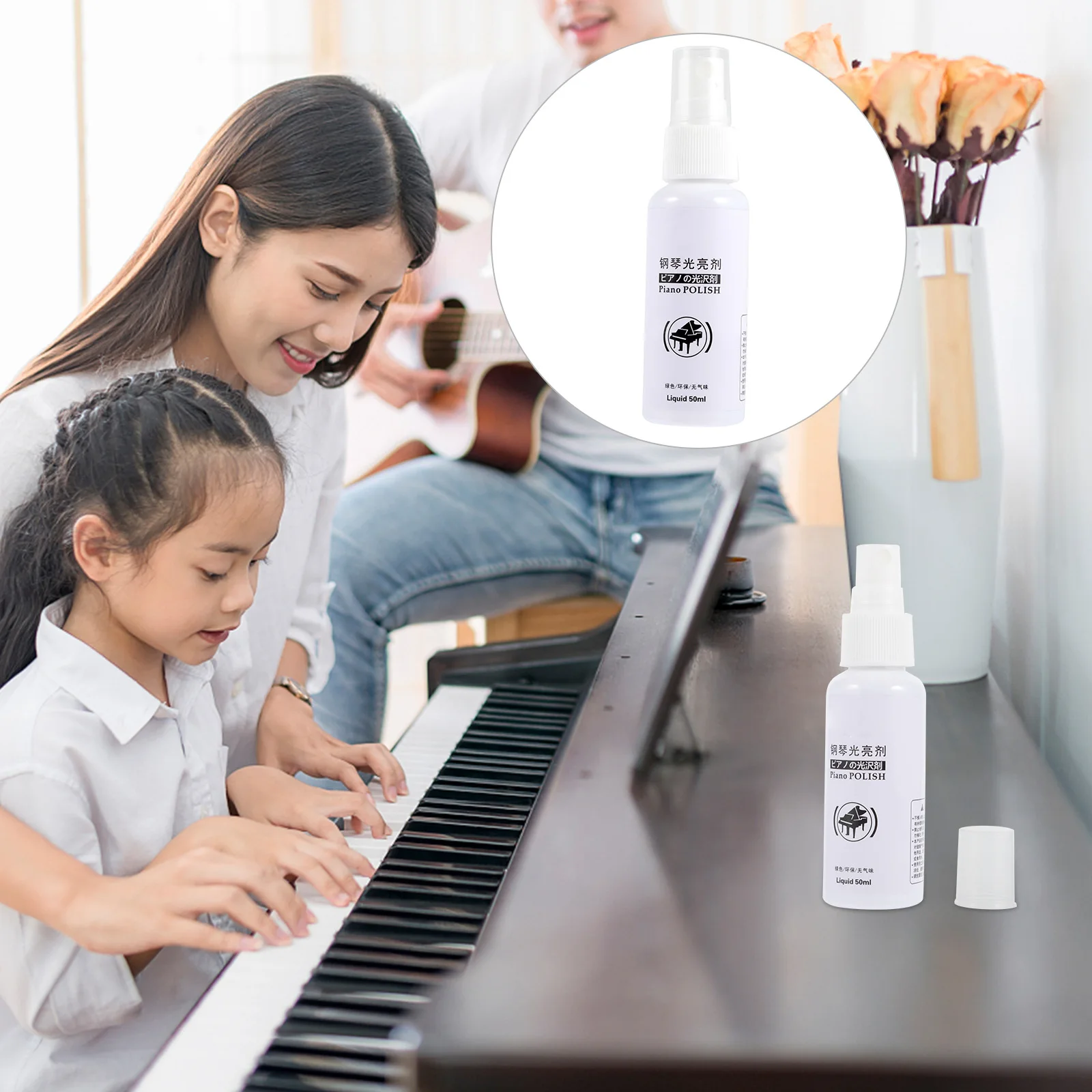 

1Pcs Piano Care Solution 50Ml Useful Piano Key Spray for Guitar Violin Brass Instruments Easy to Use Shine Protection Formula