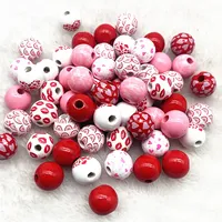 TX39 10pcs 16mm Design Sense Valentine's Christmas Day Series Exquisite DIY Natural Wood Beads Round Spacer Beads Diy Bracelet