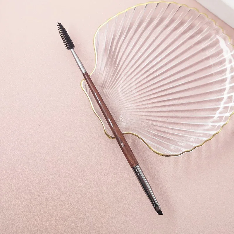 1 قطعة المهنية برأسين الحاجب رمش فرشاة رمش فرش مشط لتفاصيل العين مزج فرشاة بمقبض خشبي
