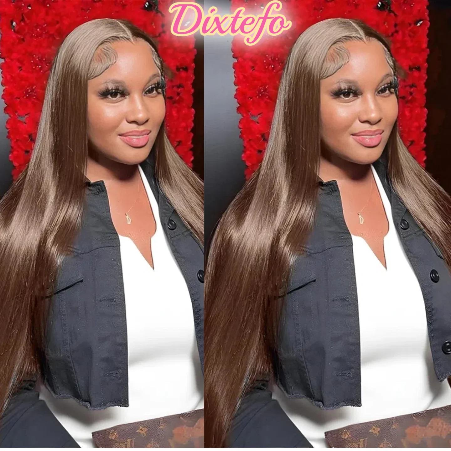 

Straight Chocolate Brown Colored 13x4 HD Lace Frontal Human Hair Wigs 36 Inch Brown Straight Human Hair Frontal Wigs 200Density