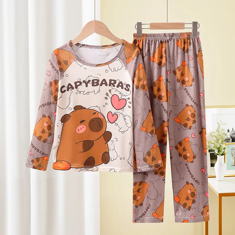 Full Sleeve Capybara Pajamas Sets Children Sleepwear Kids Pyjamas Boys Pjs Pijama Suits for 3 to 14Years Teenager Baby Clothes