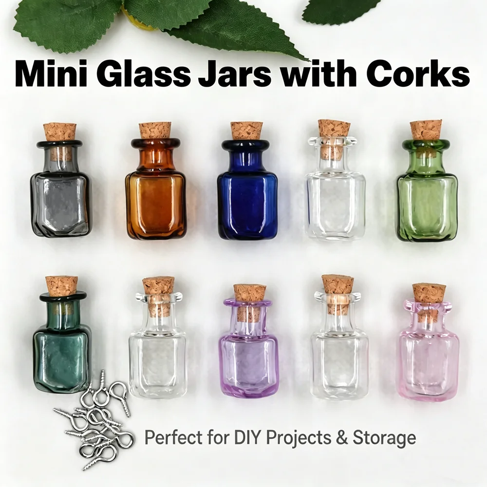 10pieces Small Cube Glass Bottle Decorative Bottle For Keychain Pendant Micro Landscape And Jewelry DIY