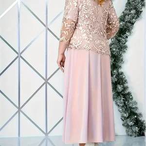 Vestido de cocktail feminino slim fit, bordado em renda, tamanho grande, temporada de primavera e verão na UE 8 principais vendas vestido feminino renda plus size - №2