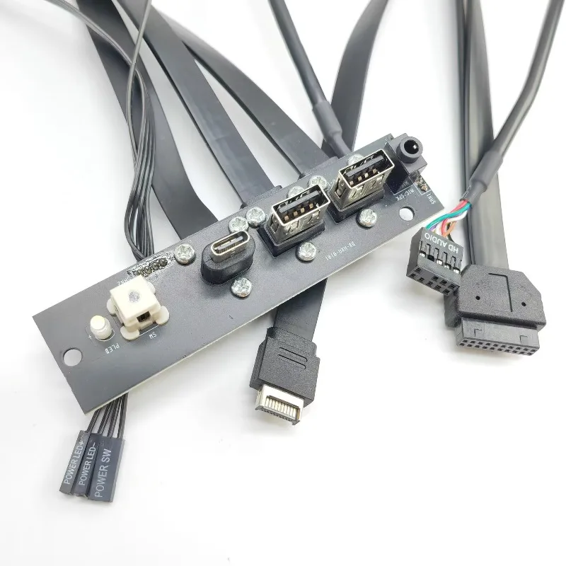 

Type-E 19P 9Pin Power SW Jumper To Type-C USB 3.1 3.0 HD Audio Switch Light Motherboard Extension Cable For Chassis Panel 108mm