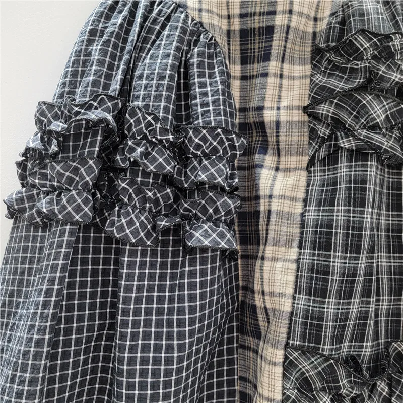 WTHT العصرية أزياء المرأة المرقعة تكدرت حافة منقوشة التنانير الطويلة 2025 ربيع جديد عالية الخصر ألف خط تنورة الإناث 1LS1217