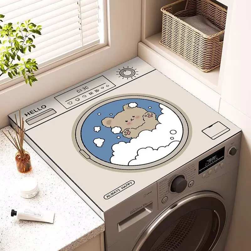 Roller washing machine Soft diatom mud Dust-proof and non-slip mat Single and double door refrigerator sunscreen cover mat