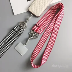 Long Crossbody Lanyard Mobile Phone Lanyard Thousand Bird Grid Universal Neck Clip Phone Case Adjustable Length Hanging Rope