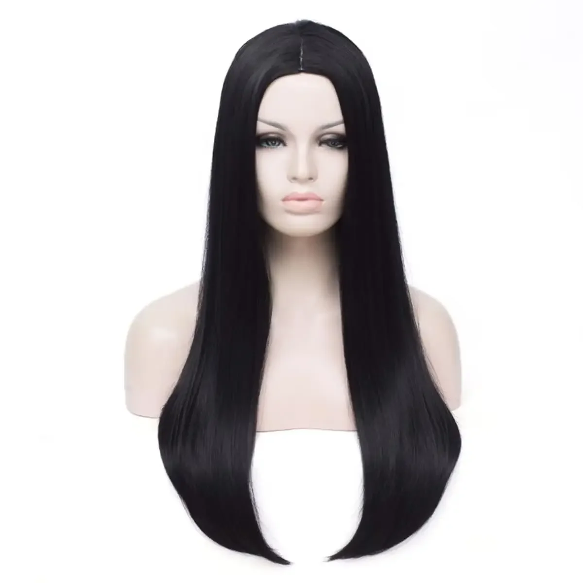 

Anime Black Middle Part Wig for Cosplay Black Long Straight Black Costume Wigs Halloween Synthetic Hair Party Wigs