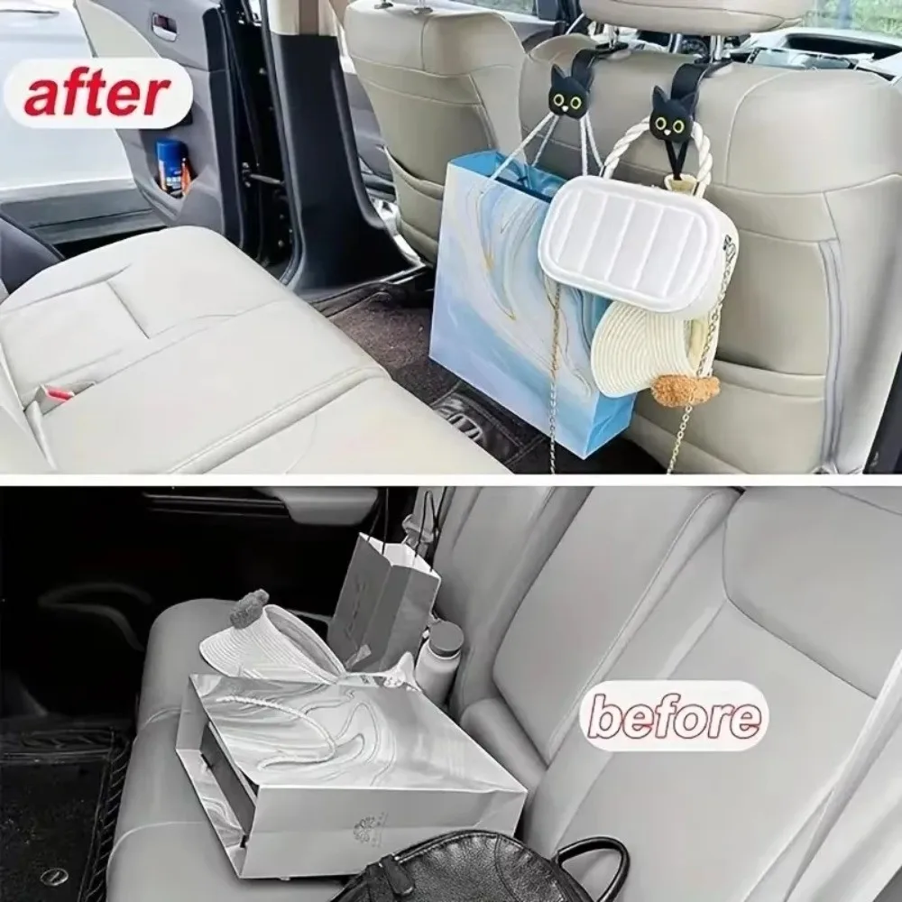 

2Pcs New Cartoon Cat Car Clips Multi-function Durable Front Seat Headrest Organizer Auto Fastener Hangers Universal