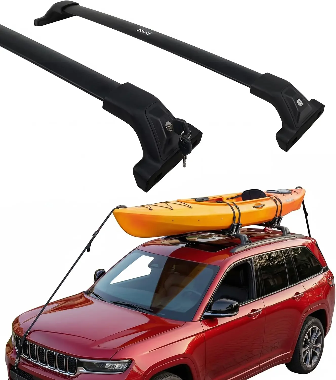 Cross Bar for 2021-2026 Jeep Grand Cherokee L & 2022-2026 Grand Cherokee WL | 330LBS Lockable Roof Rack Crossbars, Easy Install