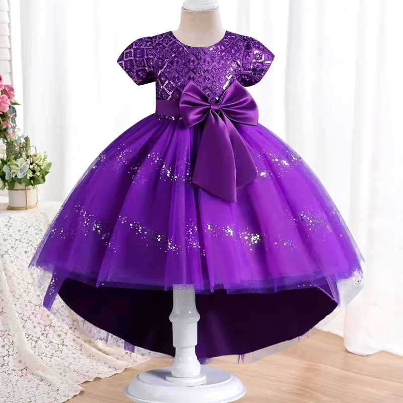 Girl Pageant Prom Gown Embroidery Lace Kids Evening Party Dress for Wedding Girl Dresses First Communion Dress Bow Tulle