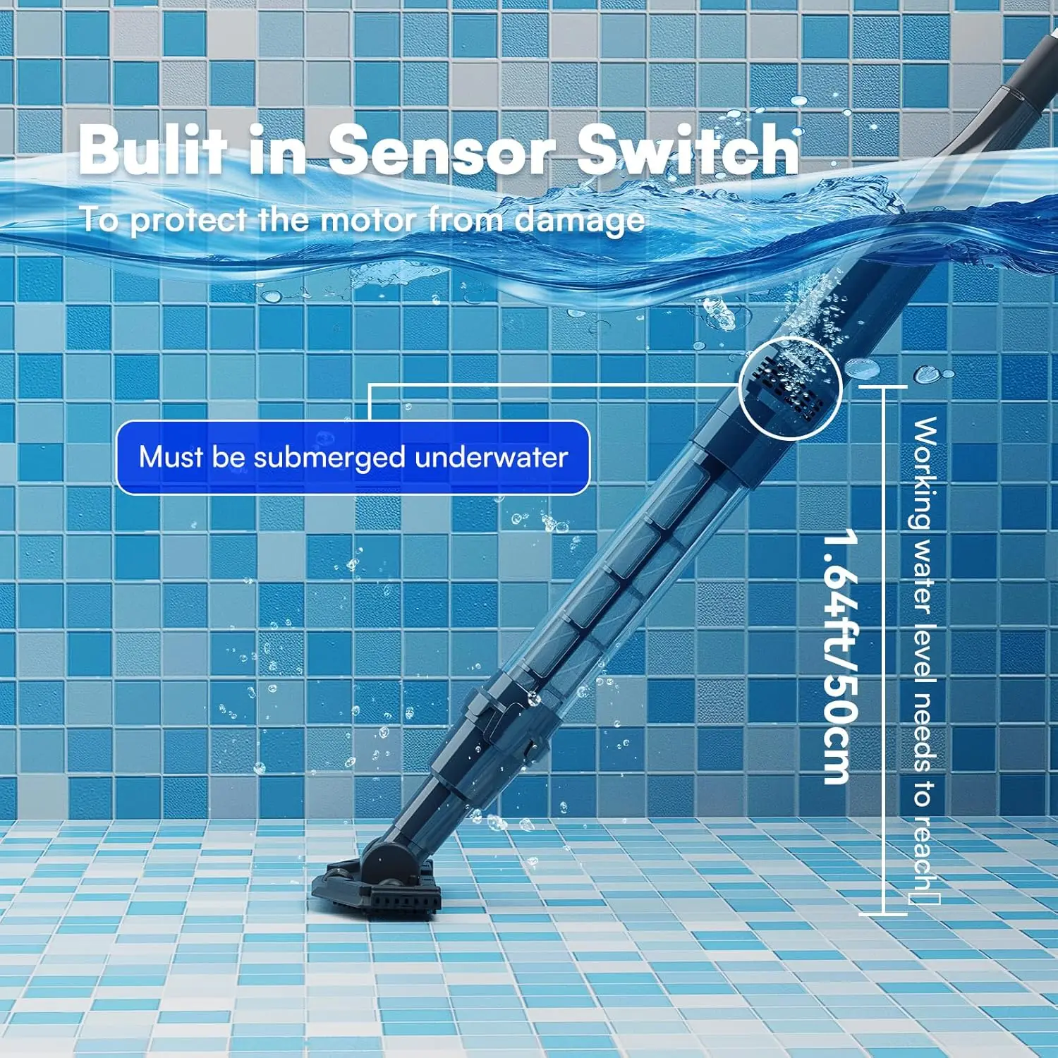 Handheld Pool Vacuum with 90 Mins Runtime, 13.2 GPM Suction, Dual Brush Heads for Above Ground Pools & Hot Tubs view 2